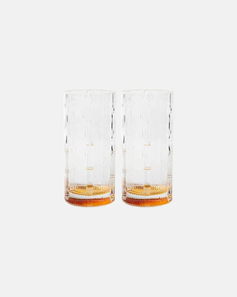 La DoubleJ Set Bamboo aus zwei Highball-Gläsern Transparent