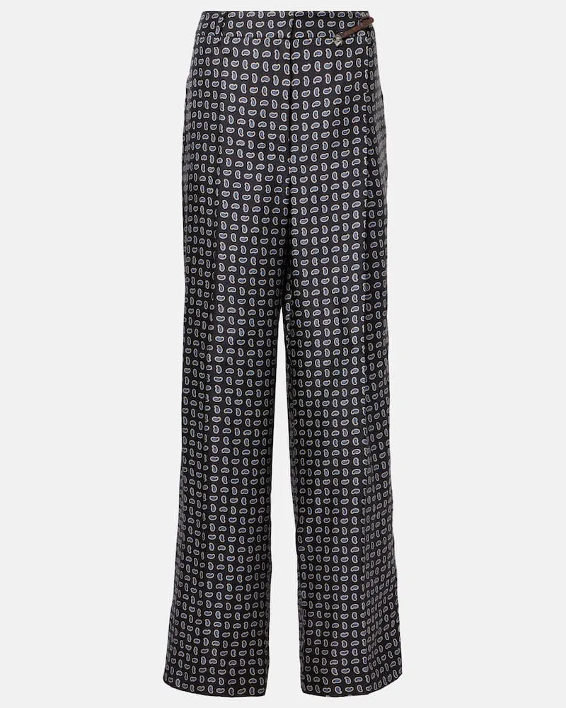 Prada Gerade Hose aus Seiden-Twill Blau