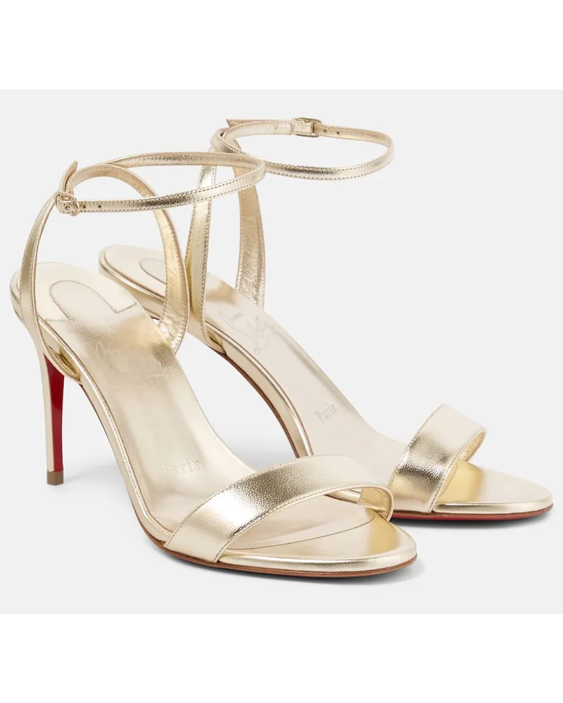 Christian Louboutin Sandalen Loubigirl 85 aus Metallic-Leder Silber