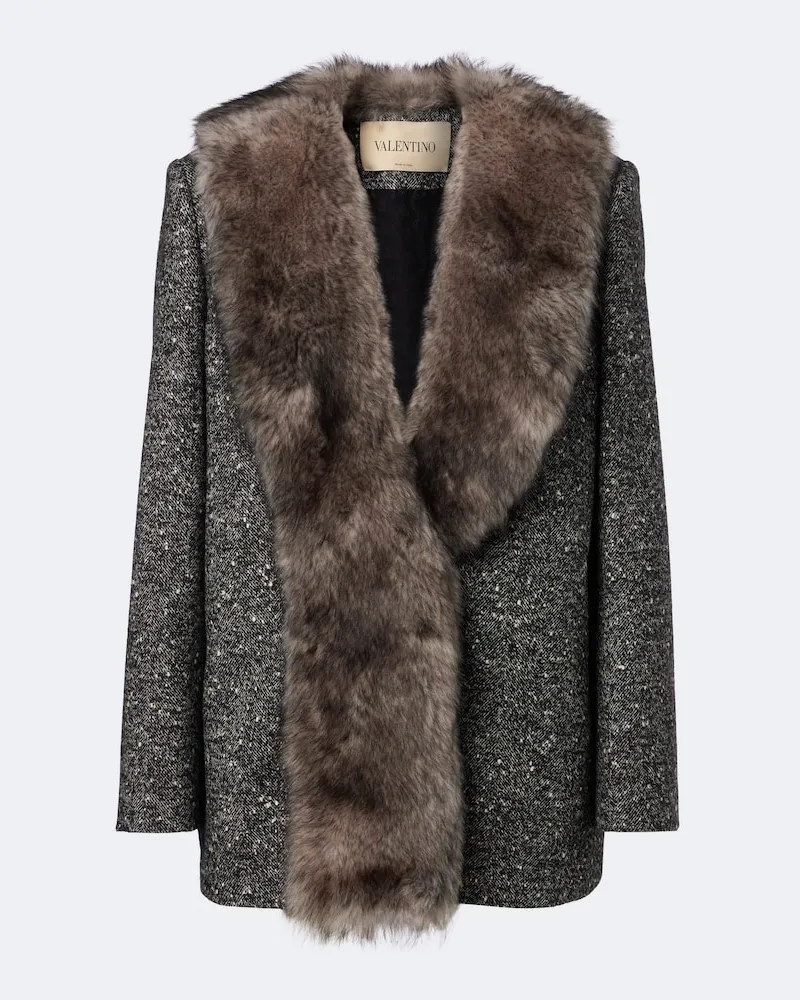 Valentino Garavani Blazer aus Bouclé mit Shearling Multicolor