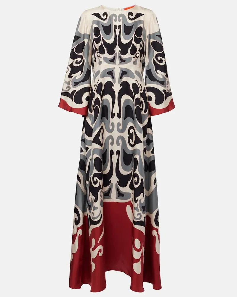 La DoubleJ Maxikleid Phoenix Placée aus Seiden-Twill Multicolor