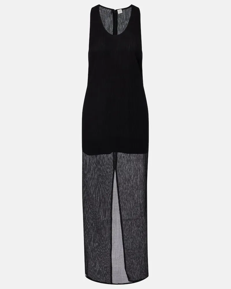 Totême Maxikleid aus Baumwolle und Seide Schwarz