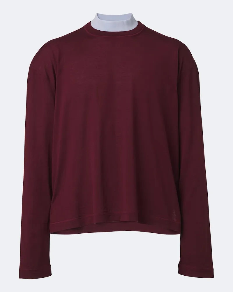 Jil Sander Cropped-Pullover aus Wolle Burgunderrot