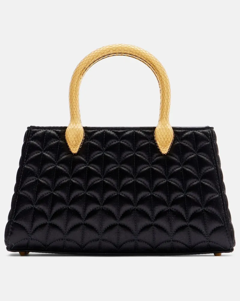 Bulgari Henkeltasche Serpentine Duette aus Satin Schwarz