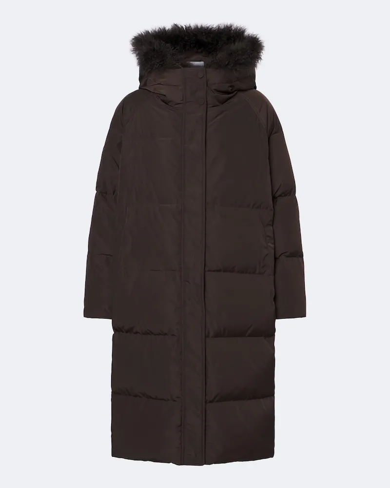 Yves Salomon Daunenmantel mit Shearling Braun