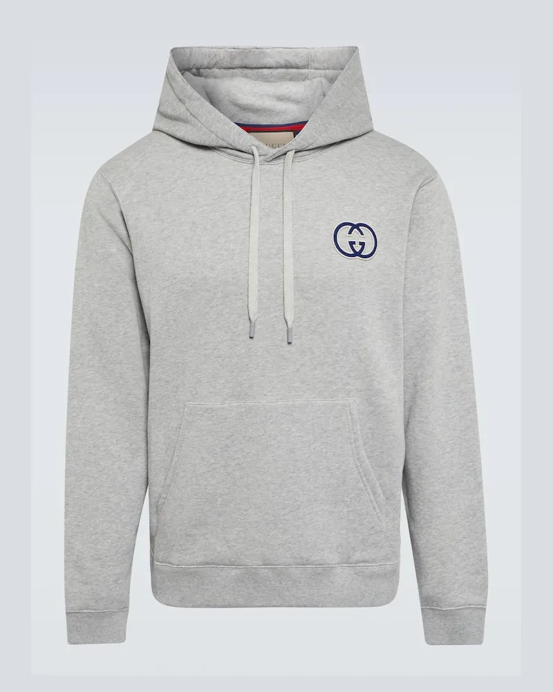 Gucci Hoodie Interlocking G aus Jersey Grau