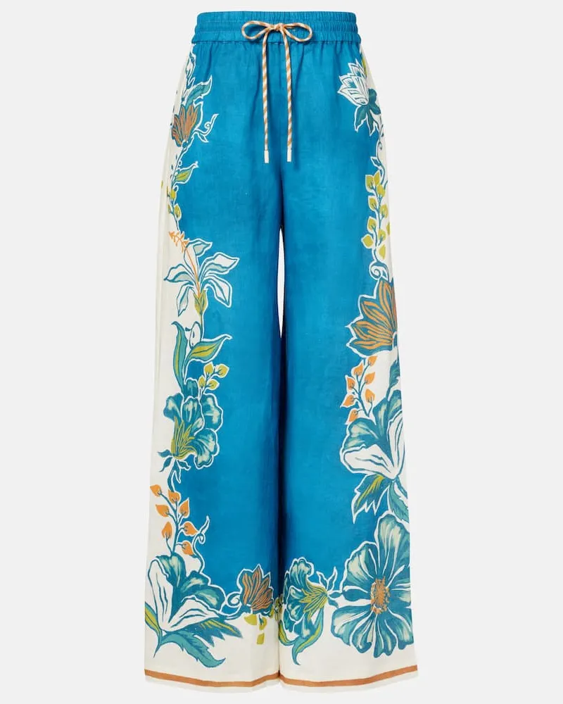 ALEMAIS Alémais Hose Luda aus Leinen mit weitem Bein Blau