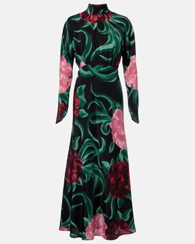 La DoubleJ Midikleid Gilda aus Seide Schwarz