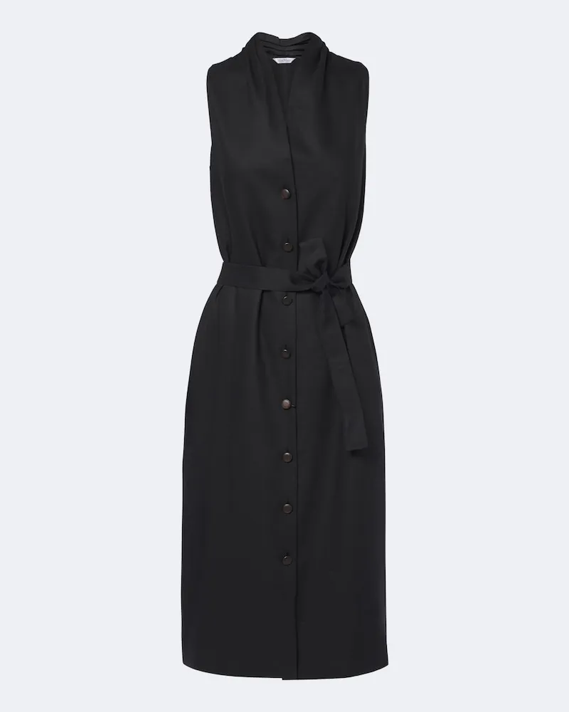 Max Mara Midikleid aus Leinen und Seide Schwarz