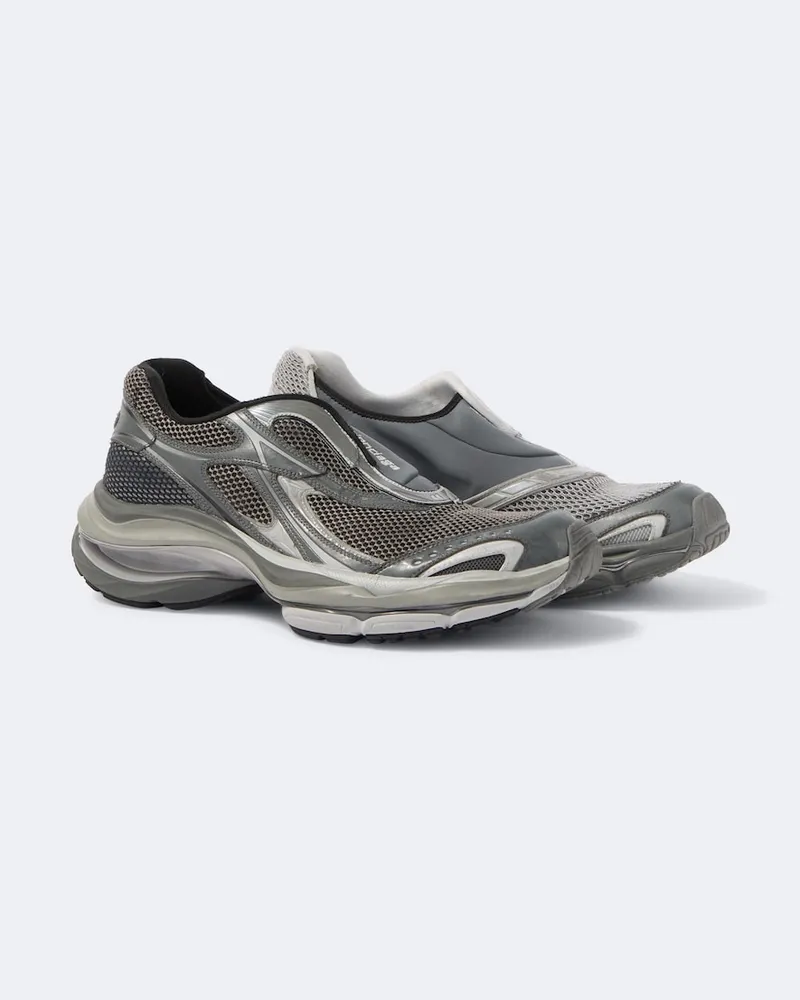 Balenciaga Slip-Ons D'Orsay mit Mesh Silber