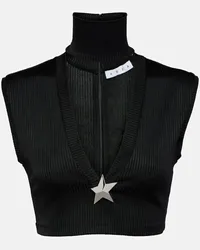 Area Cropped-Top Star Stud Schwarz