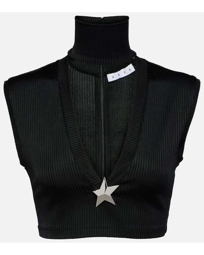 Area Cropped-Top Star Stud Schwarz