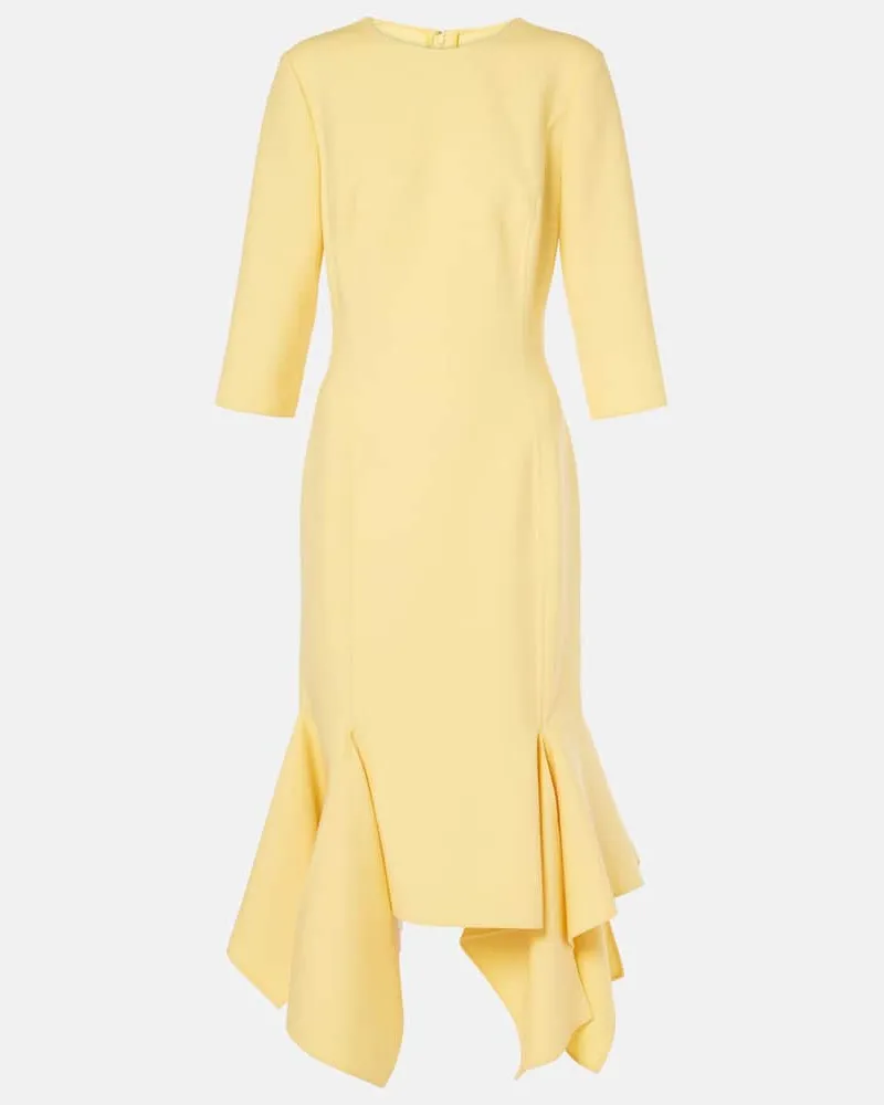Oscar de la Renta Midikleid aus einem Wollgemisch Gelb