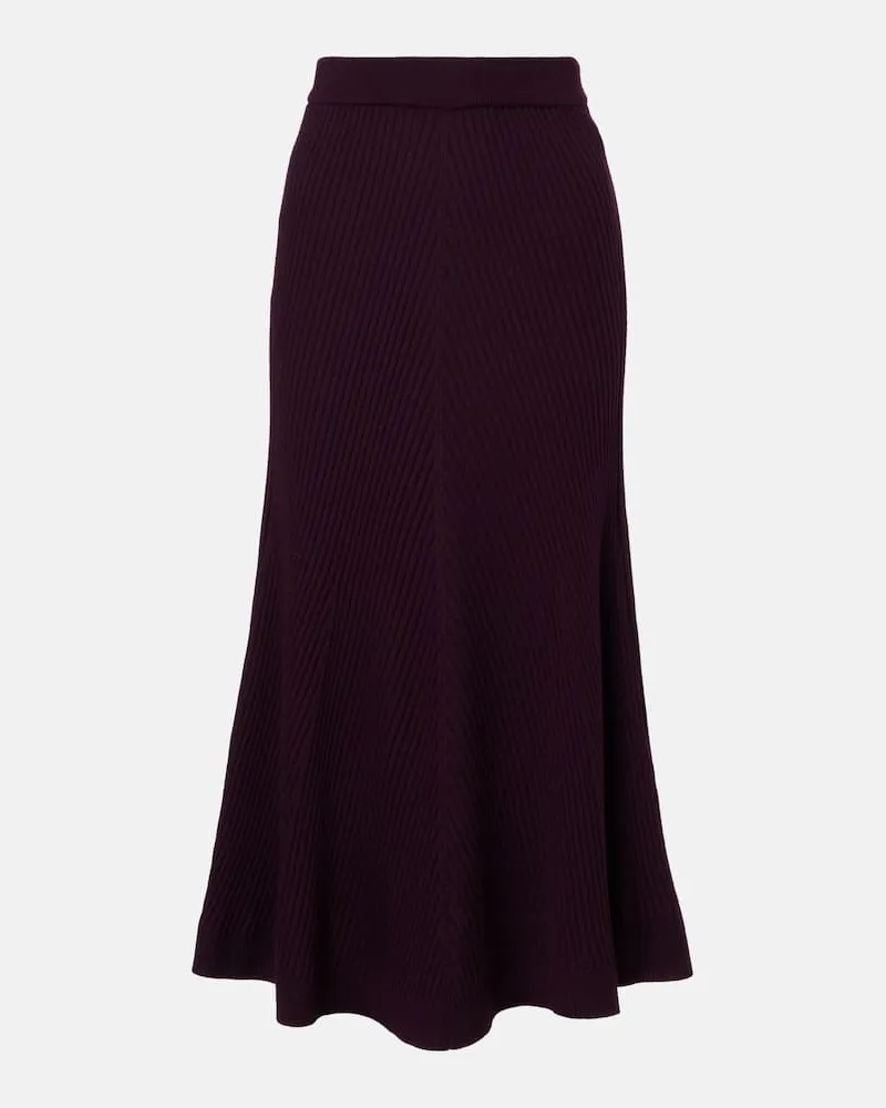 Victoria Beckham Midirock aus Wolle Burgunderrot