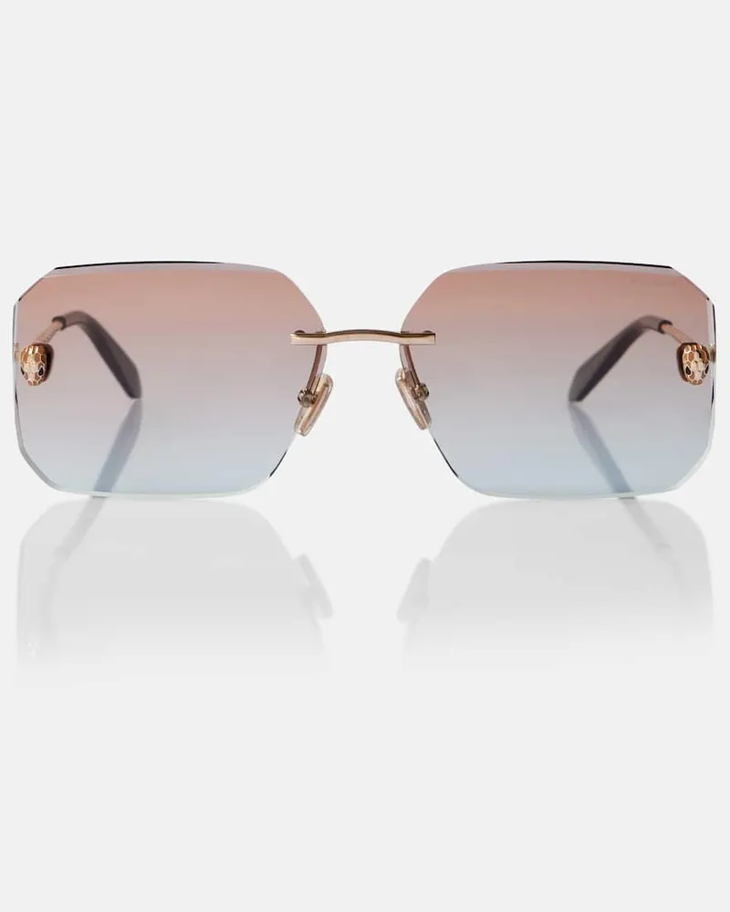 Bulgari Eckige Sonnenbrille Serpenti Braun
