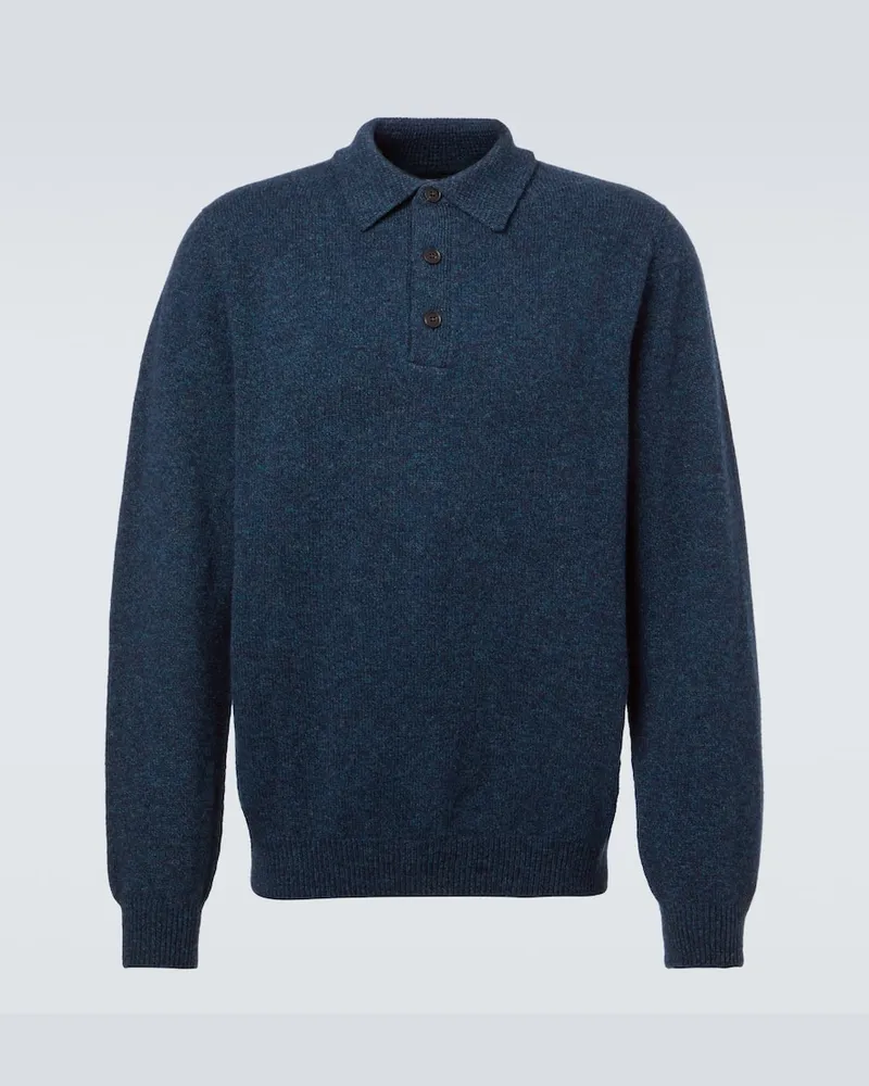 Sunspel Polopullover aus Wolle Blau