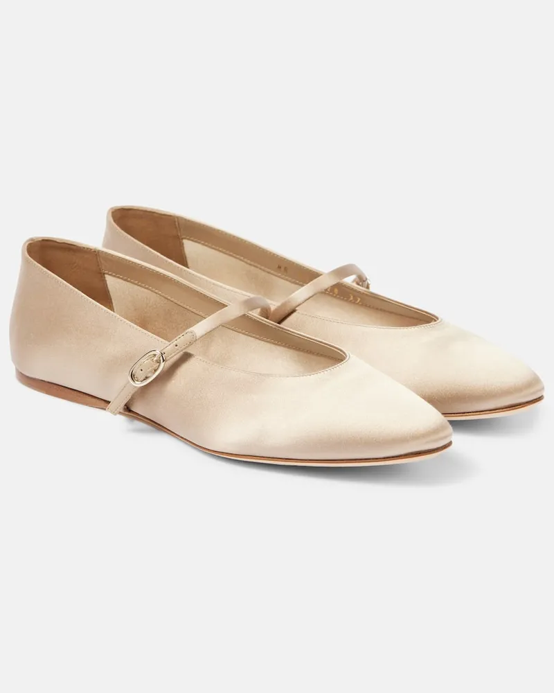 Saint Laurent Mary-Jane-Ballerinas Gio aus Satin Beige