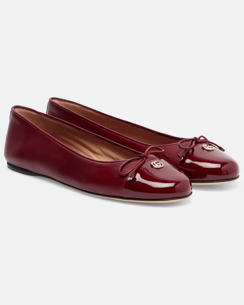 Gucci Ballerinas Double G aus Leder Burgund