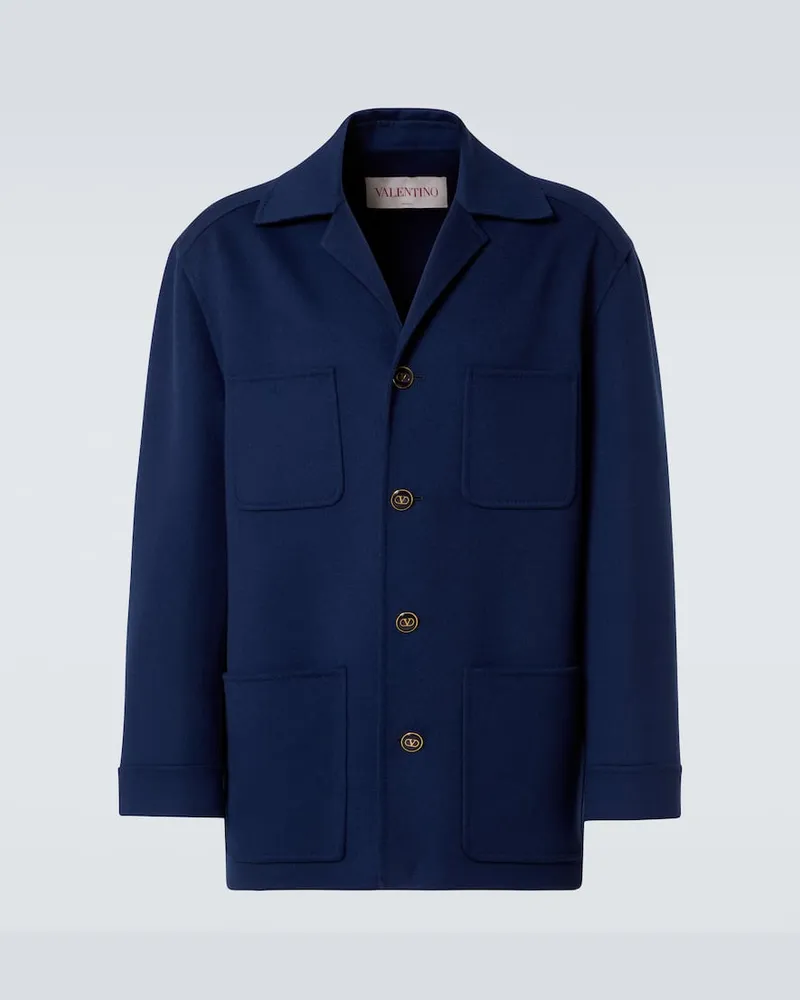 Valentino Garavani Hemdjacke aus Wolle und Kaschmir Blau