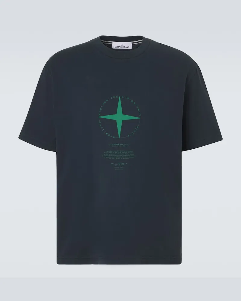 Stone Island T-Shirt aus Baumwoll-Jersey Blau