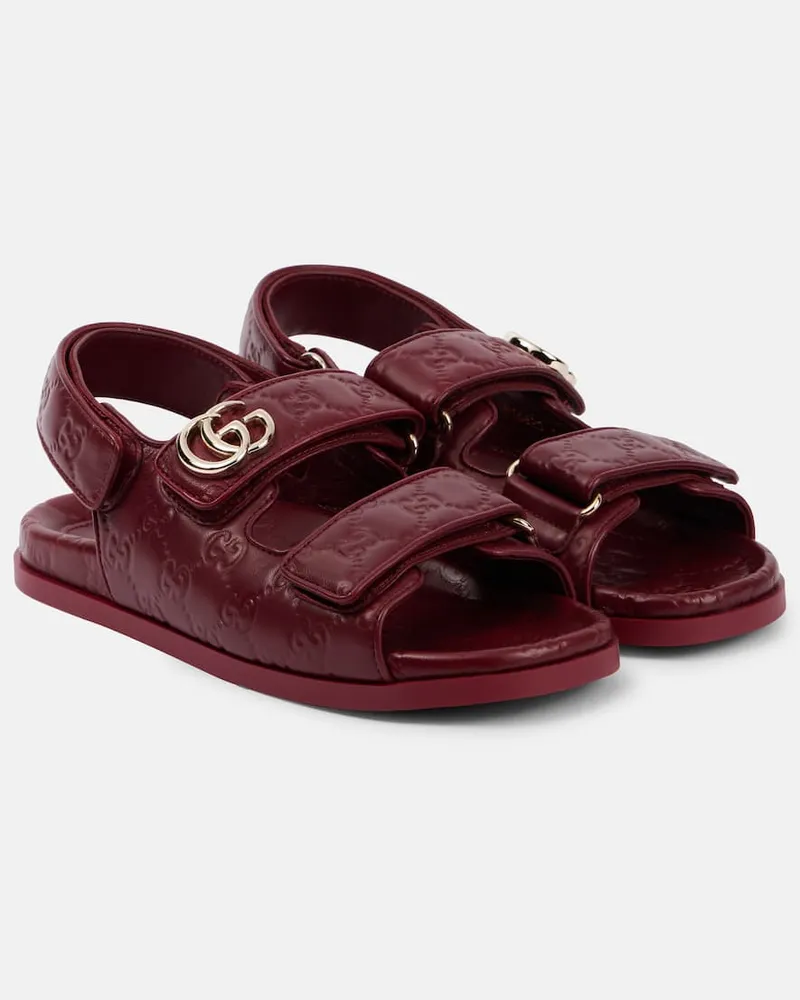 Gucci Sandalen New Marmont GG aus Leder Burgund