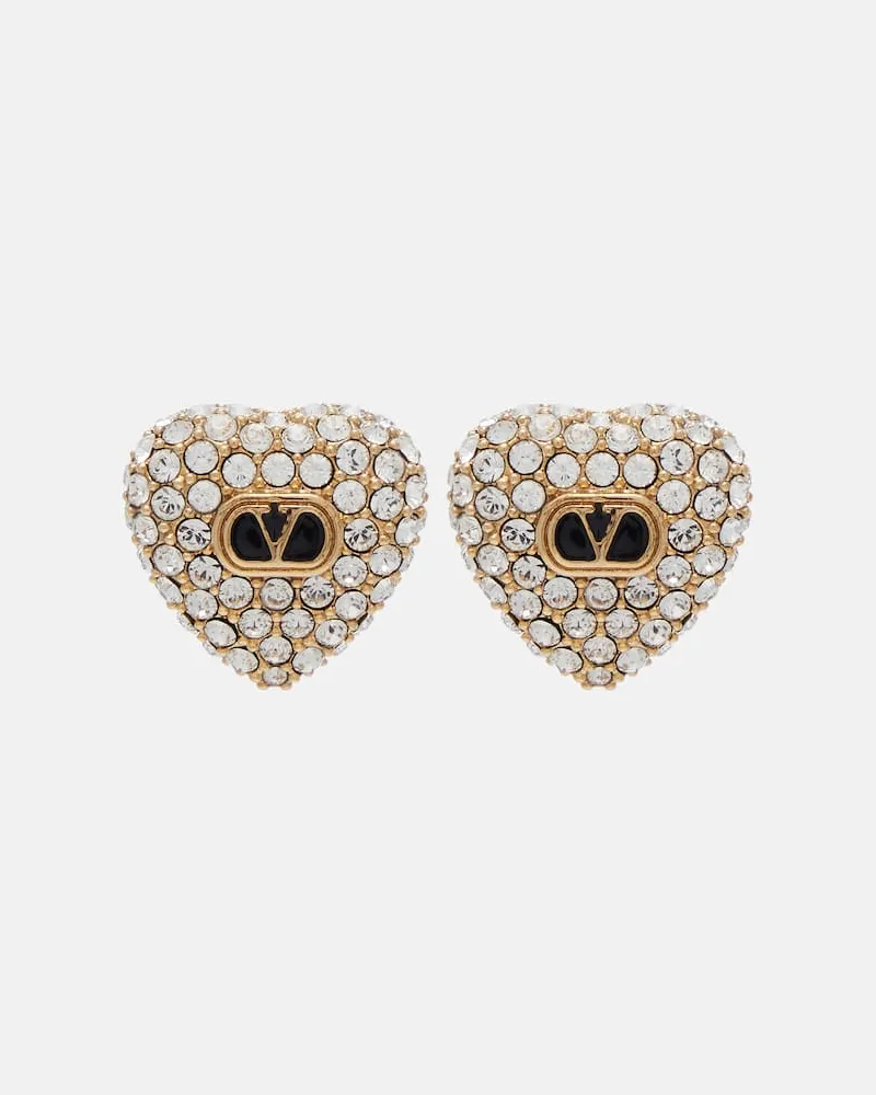 Valentino Garavani Ohrringe Coeur Royal mit Kristallen Gold