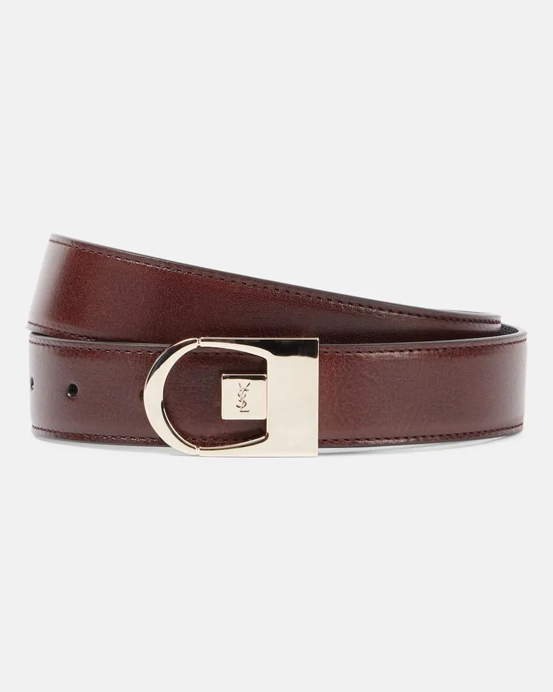 Saint Laurent Wendbarer Gürtel aus Leder Braun