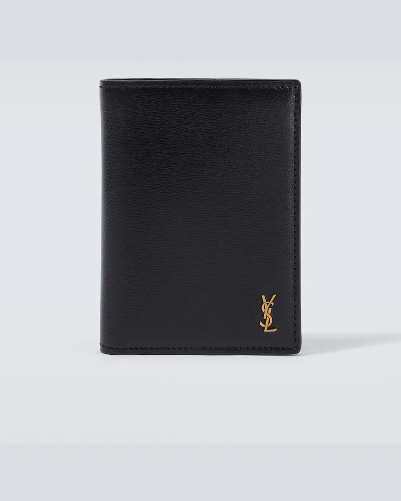 Saint Laurent Portemonnaie Cassandre aus Leder Schwarz