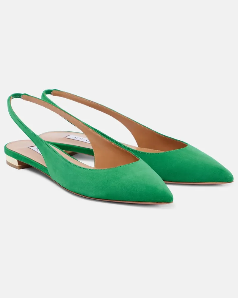 Aquazzura Slingback-Ballerinas Purist aus Veloursleder Grün