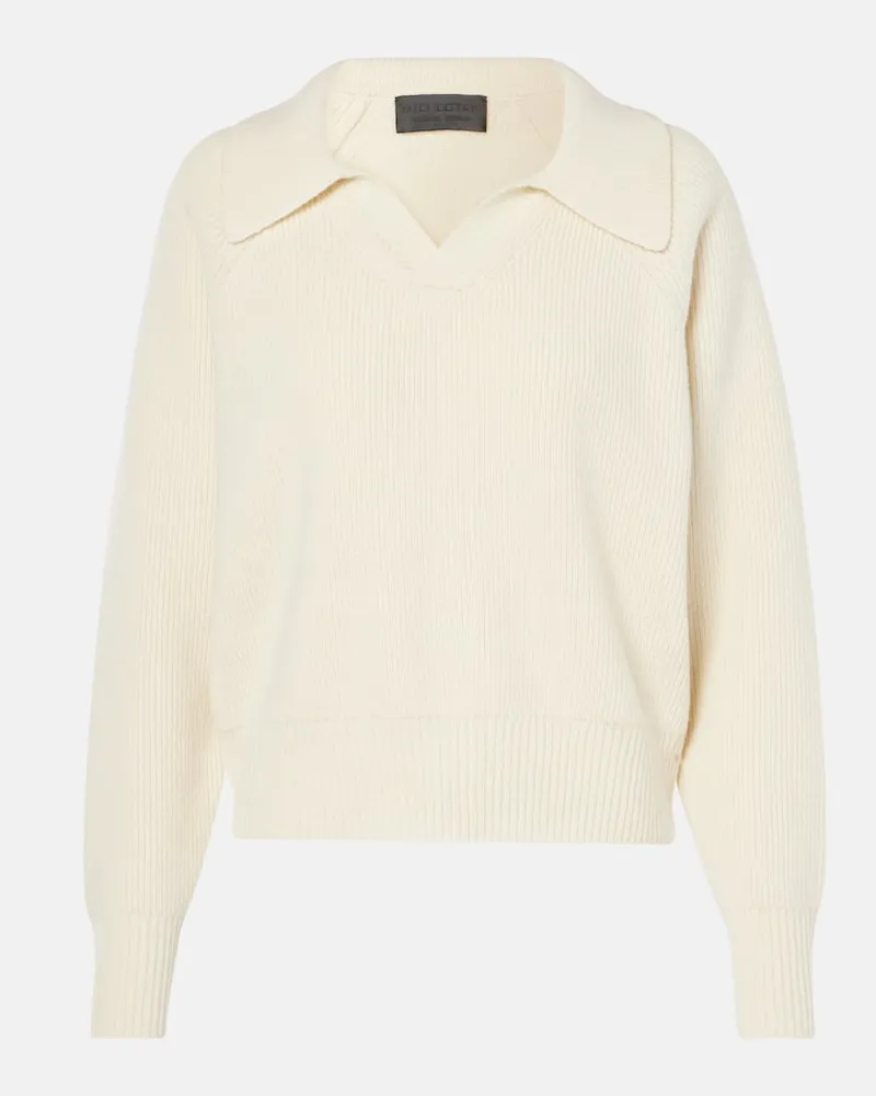 Nili Lotan Polopullover Selena aus Wolle Weiß
