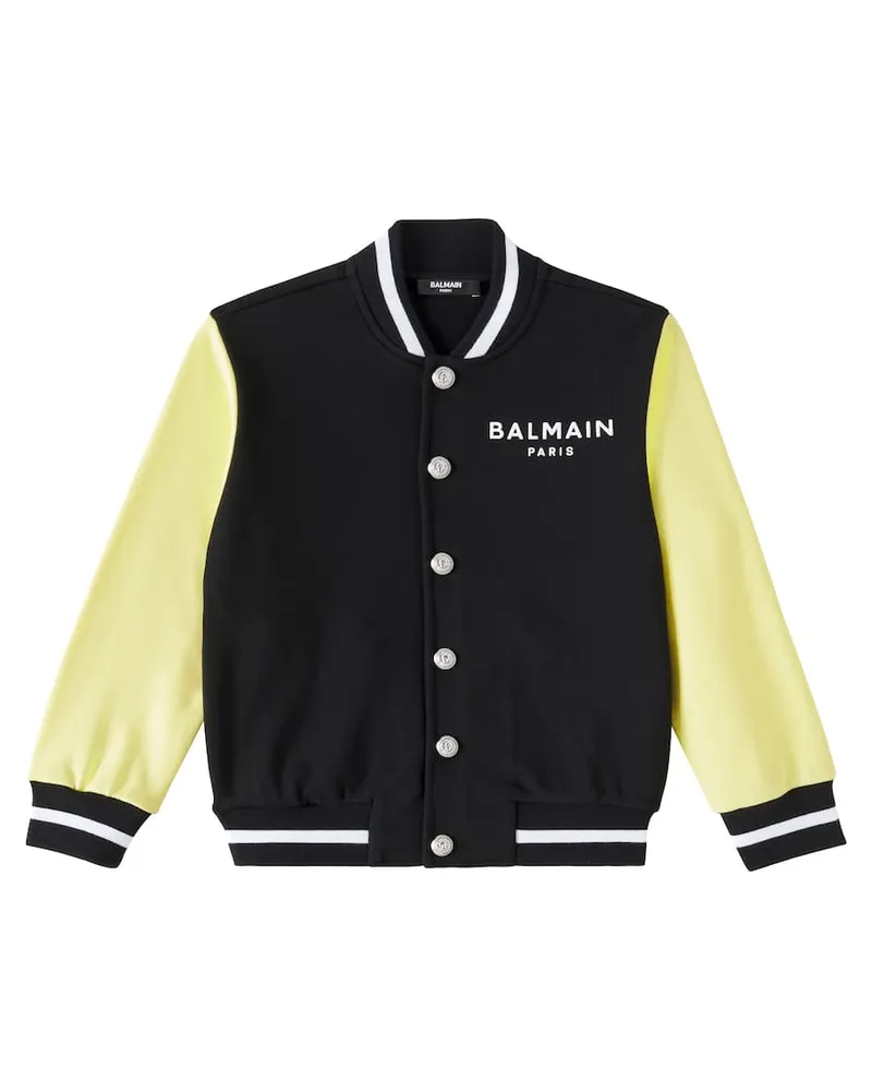 Balmain Collegejacke aus Baumwolle Schwarz