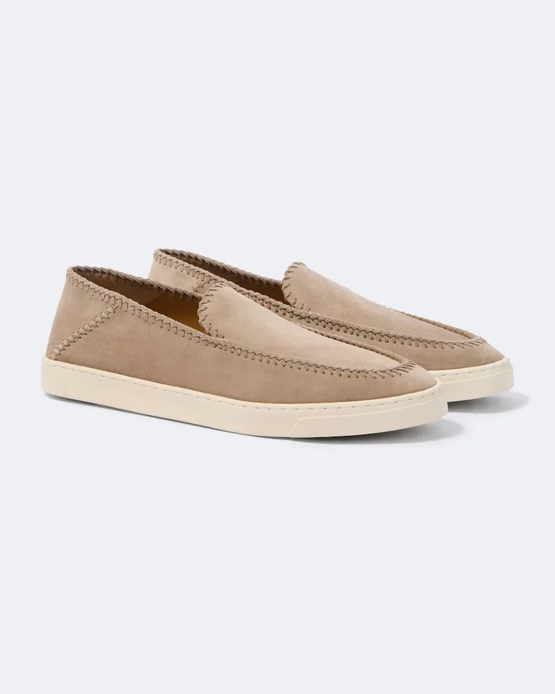 Giorgio Armani Slip-Ons aus Veloursleder Beige