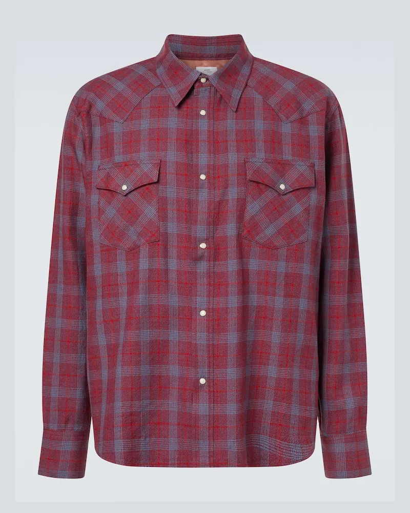 Visvim Hemd Four Cornes aus Wolle und Leinen Rot
