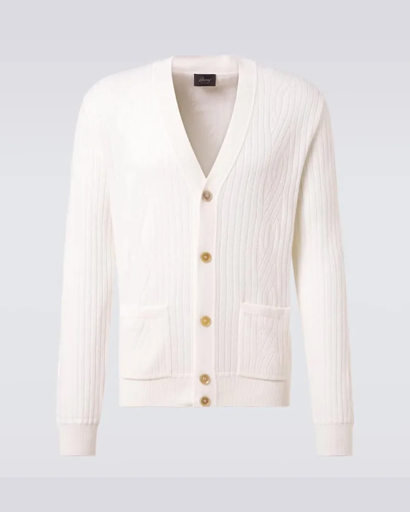 Brioni Cardigan aus Wolle und Kaschmir Weiß