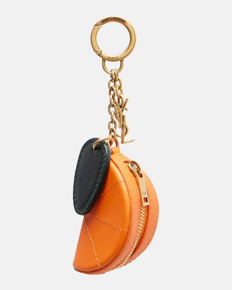 Saint Laurent Schlüsselanhänger aus Leder Orange