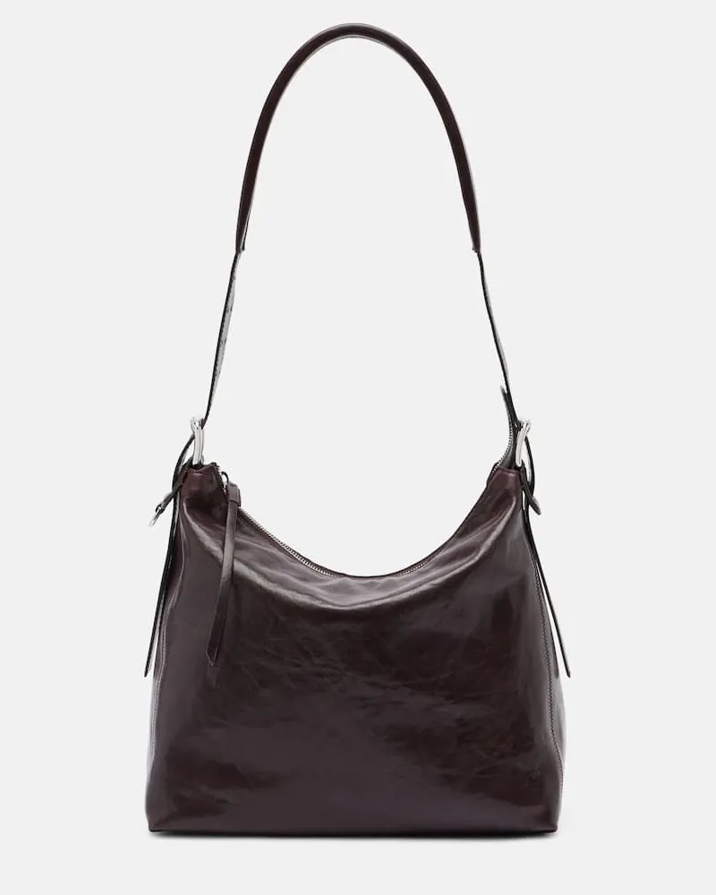 Christophe Lemaire Tote Bag Small aus Leder Burgunderrot