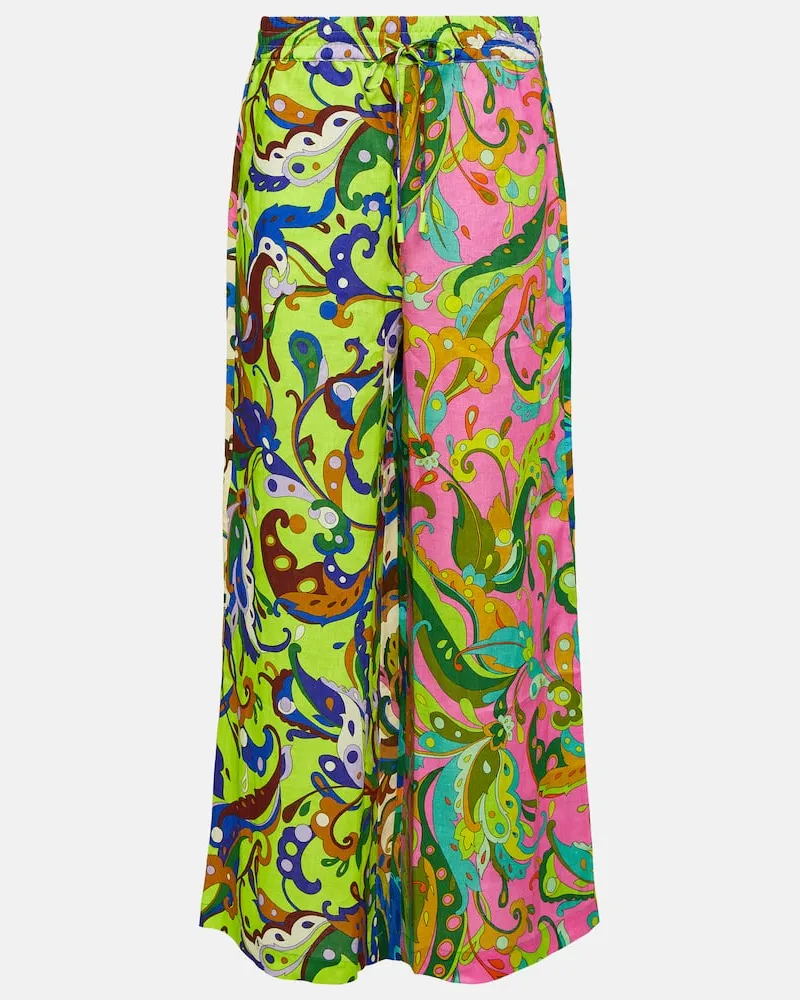 ALEMAIS Alémais Weite High-Rise-Hose Yvette aus Leinen Multicolor