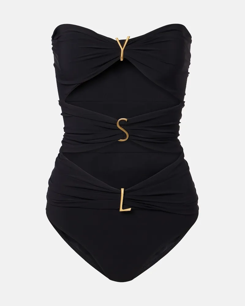 Saint Laurent Verzierter Badeanzug Schwarz