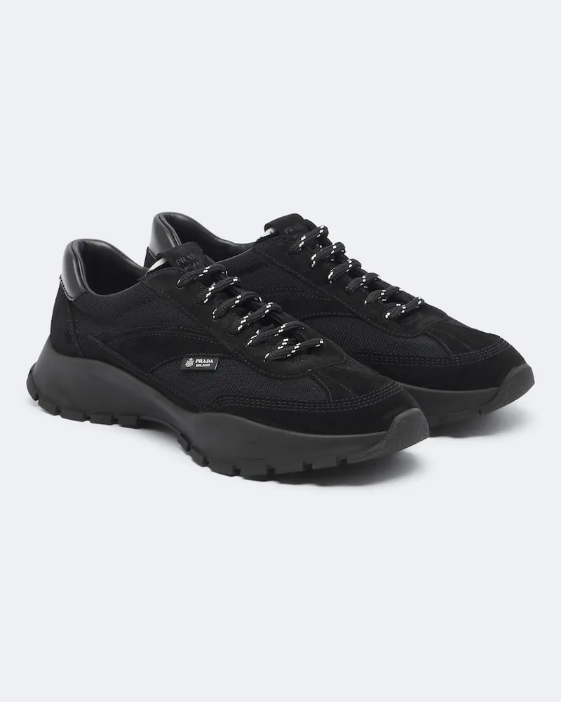 Prada Sneakers mit Veloursleder Schwarz