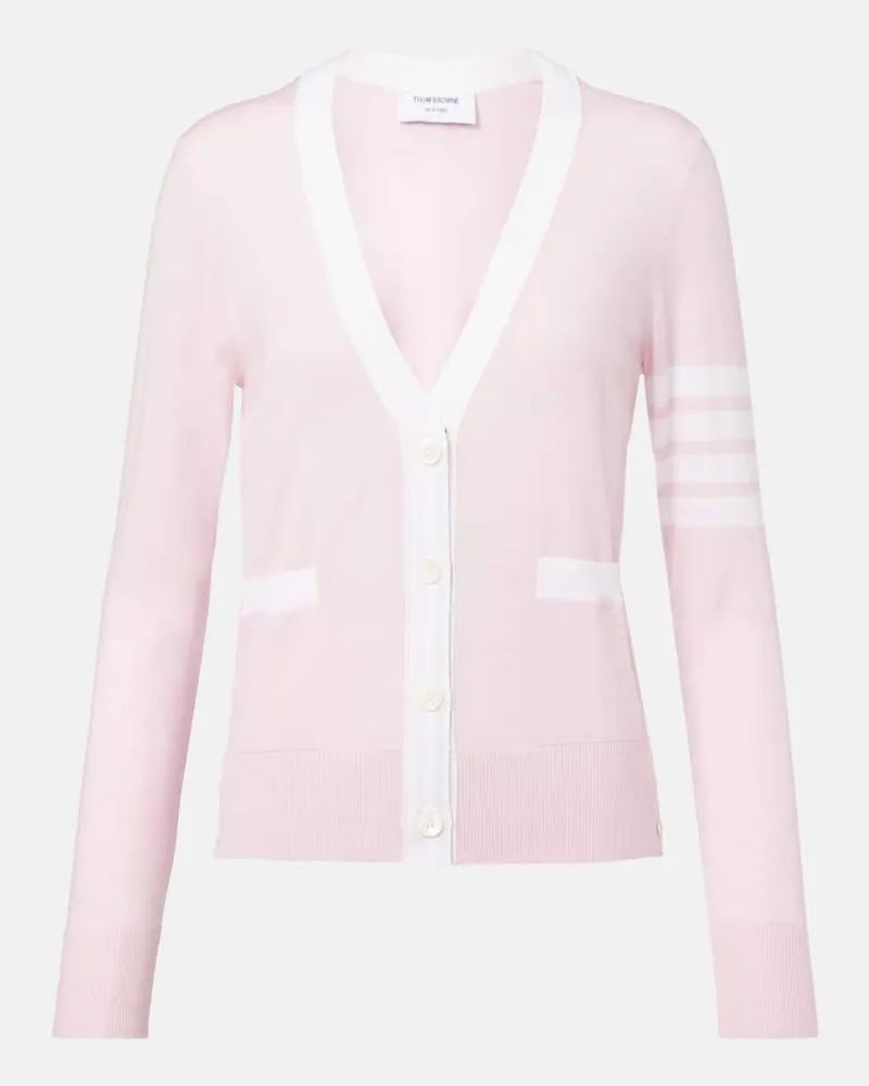 Thom Browne Cardigan 4-Bar aus Schurwolle Pink