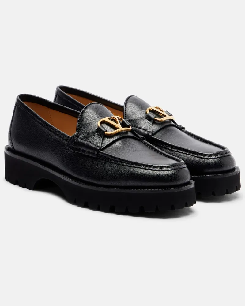 Valentino Garavani Plateau-Loafers VLogo aus Leder Schwarz