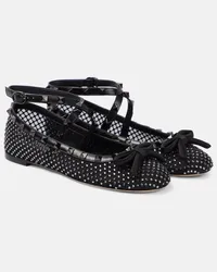 Valentino Garavani Verzierte Ballerinas Rockstud aus Mesh Schwarz