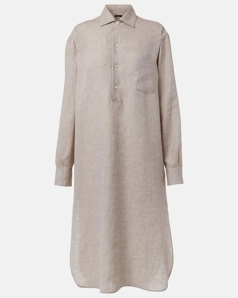 Loro Piana Hemdblusenkleid Lora aus Leinen Beige