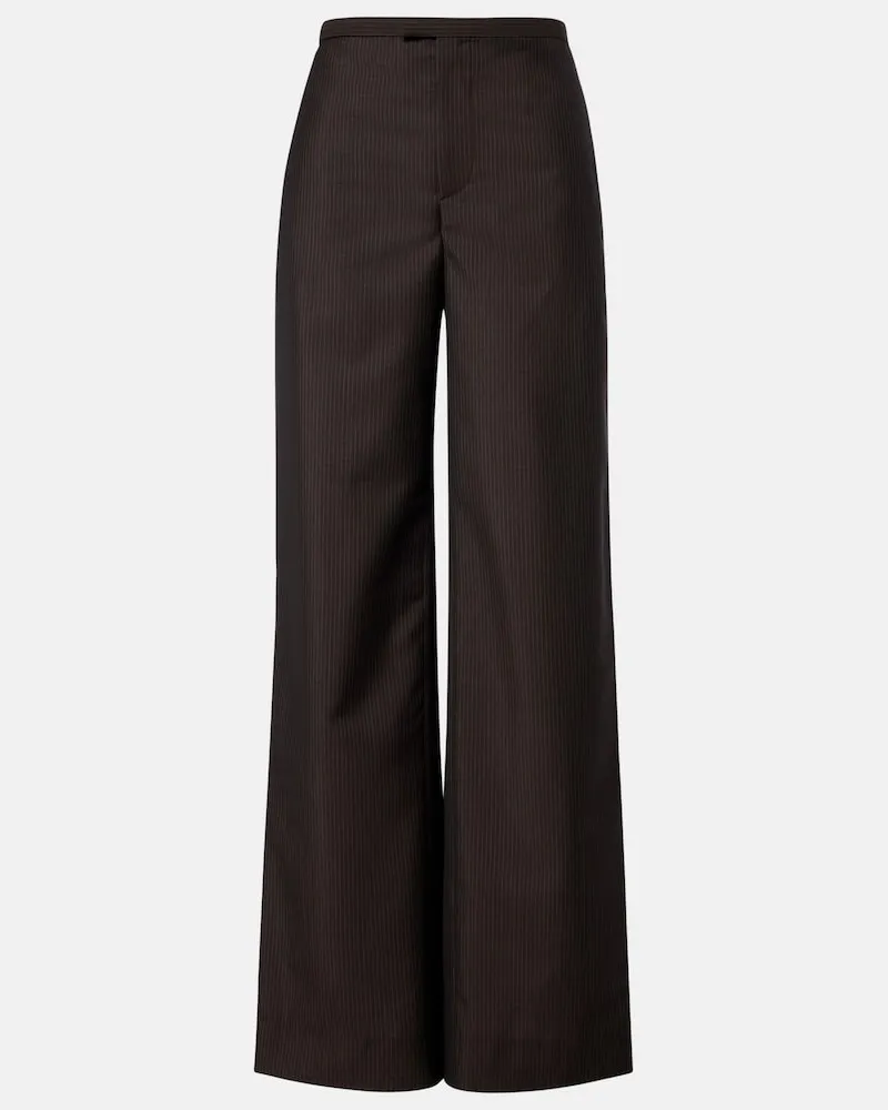 Gucci Weite Hose aus Wolle und Mohair Braun