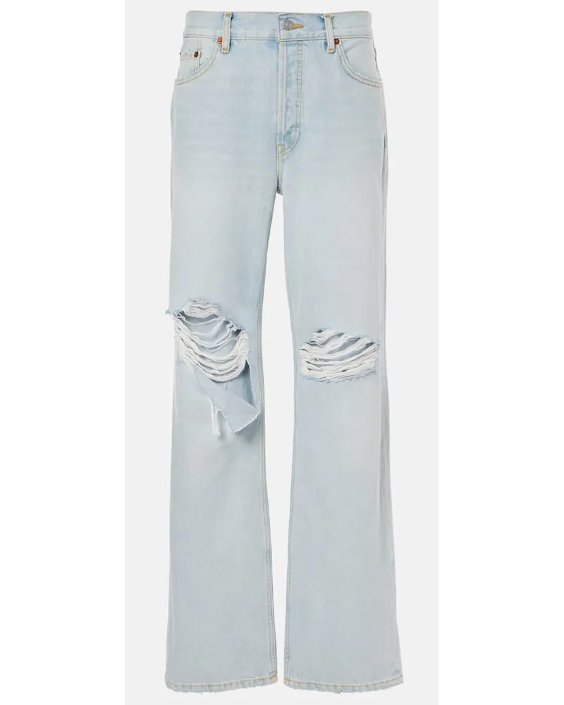 RE/DONE Distressed Straight Jeans Loose Long Blau