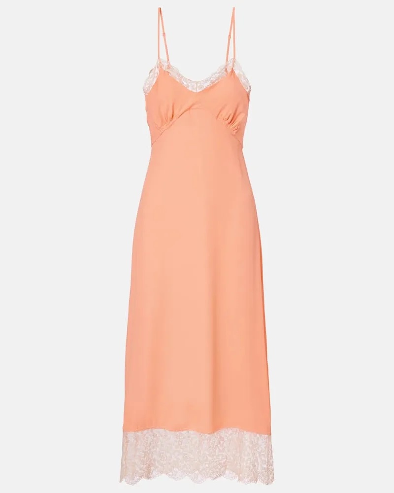 Simone Rocha Slipdress aus Crêpe de Chine und Spitze Orange