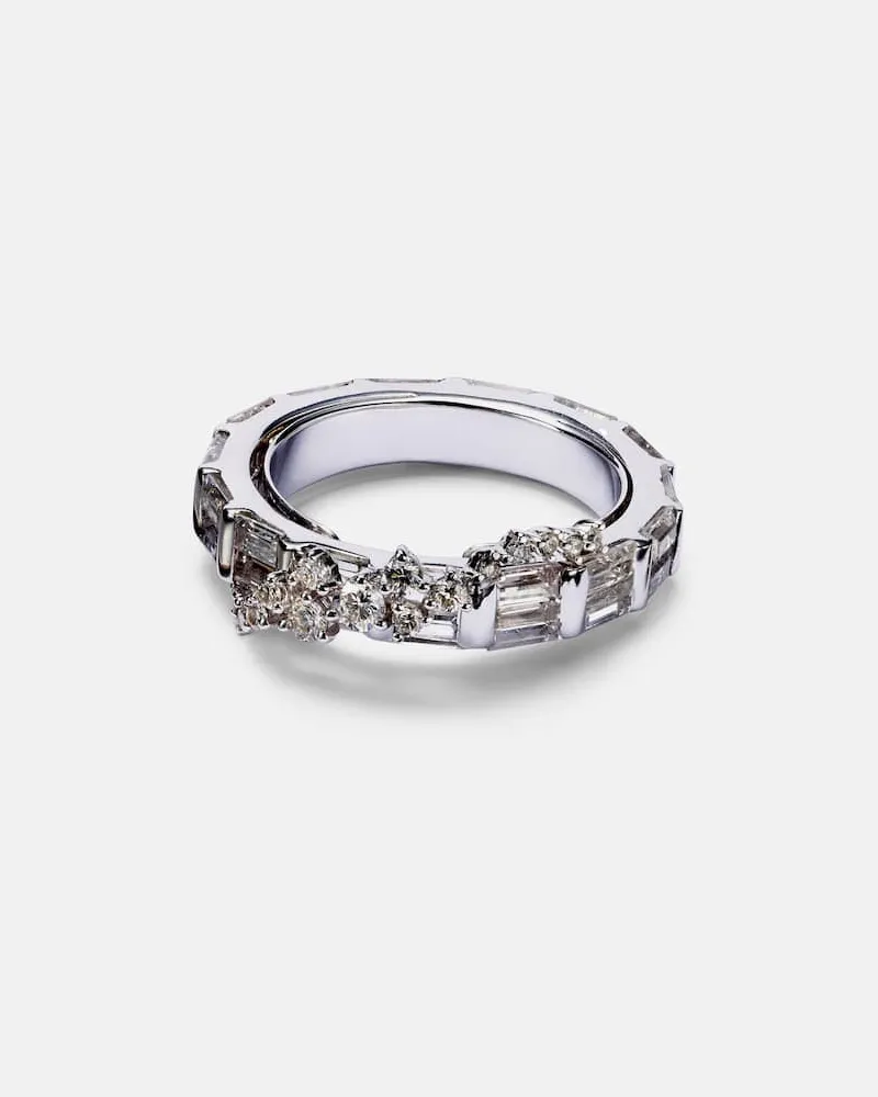 Ananya Ring Scatter aus 18kt Weißgold mit Diamanten und Saphiren Silber