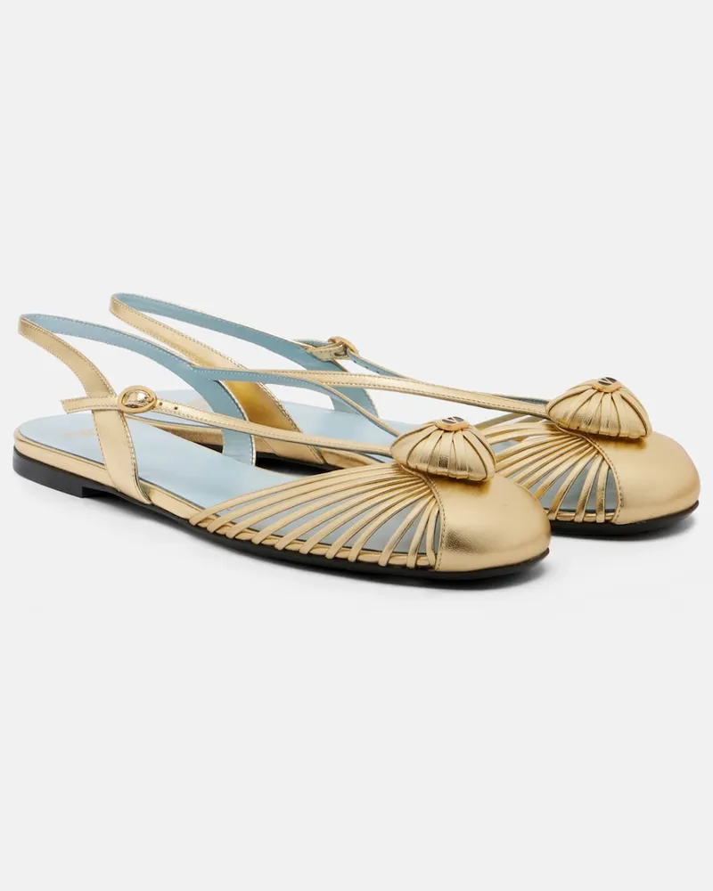 Valentino Garavani Slingback-Ballerinas Cœur Royal aus Metallic-Leder Gold