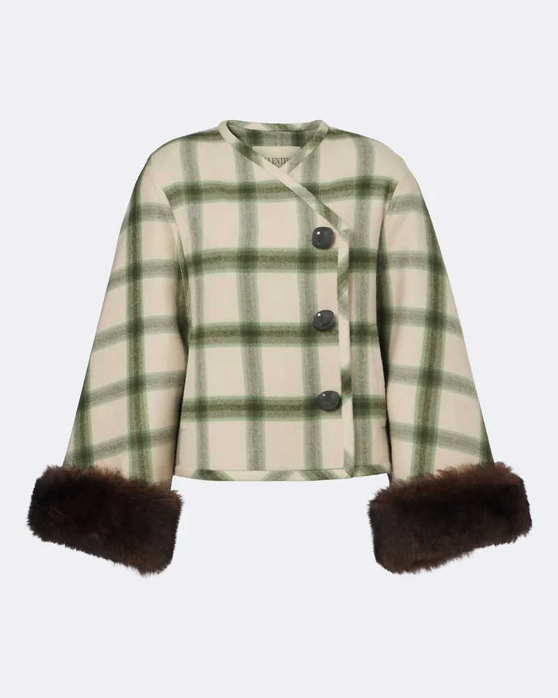 Valentino Garavani Jacke aus Schurwolle mit Shearling Grün