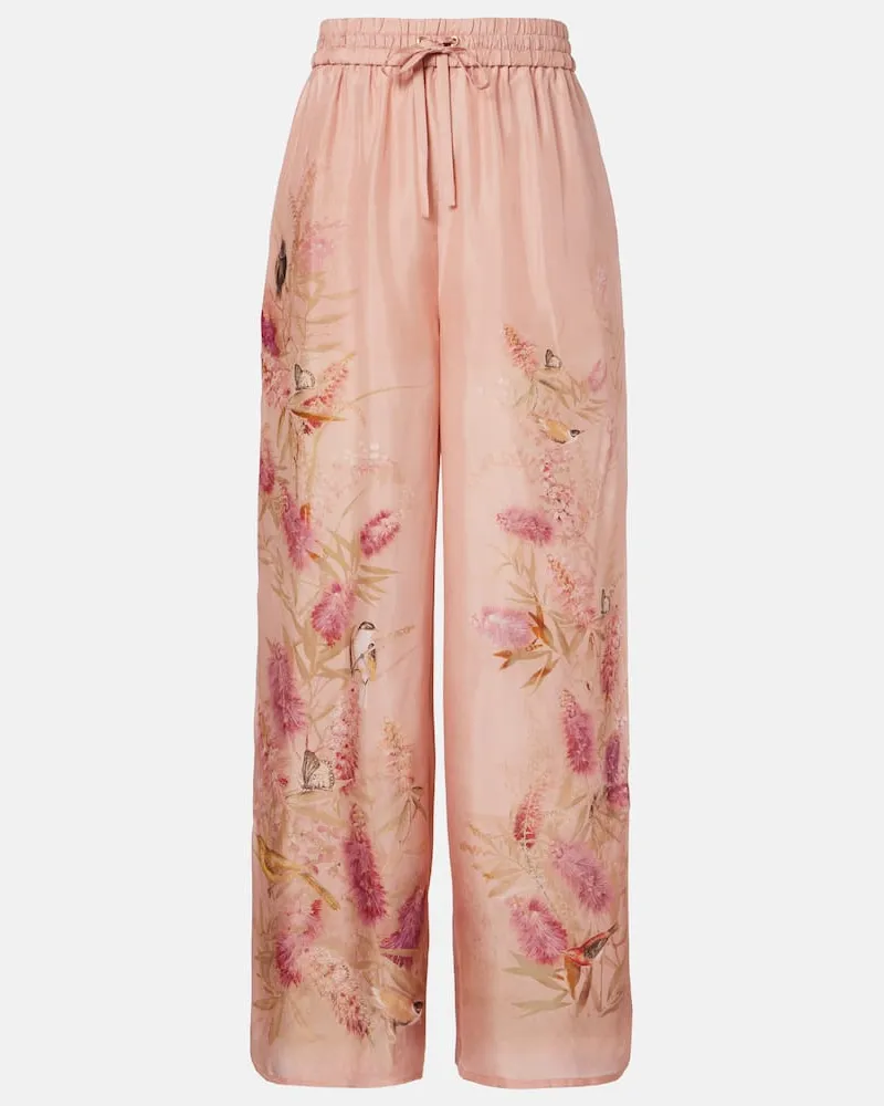 Zimmermann Weite Hose Cascadian aus Seide Rosa
